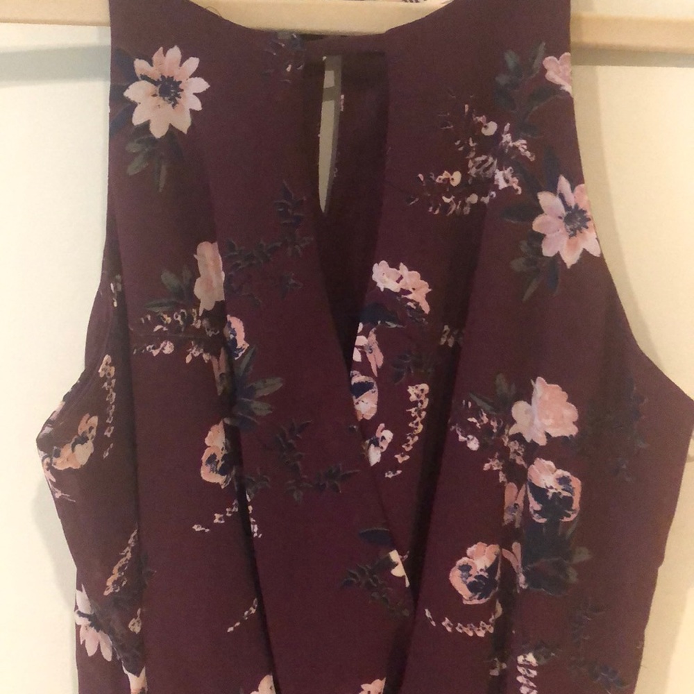 Francesca’s purple floral dress